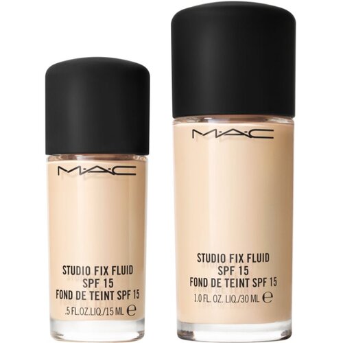 MAC Cosmetics Studio Fix Fluid SPF 15 24HR Matte Foundation + Oil Control Mini matirajoči tekoči puder SPF 15 odtenek NC10 15 ml Slike