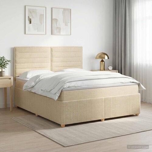  Boxspring krevet s madracem Krem 140 x 200 cm Tkanina Cijene