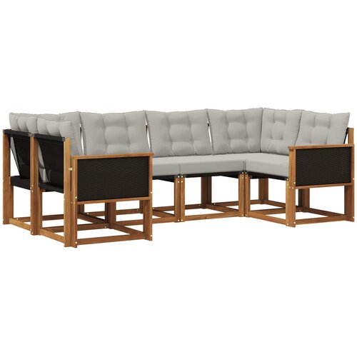  Set vanjskih sofa 6 kom. Prirodna i Svjetlosiva Smeđa 245 x 128,5 x 73 cm Slike