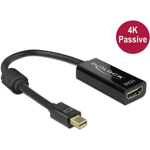 Delock Mini-DisplayPort / HDMI adapterski kabel mini DisplayPort vtič\, HDMI-A vtičnica 0.20 m črna 62613 pozlačeni konektorji DisplayPort kabel, (20418782) Cene