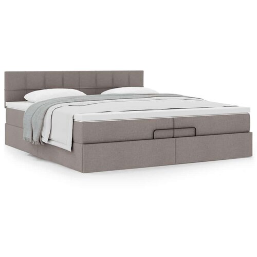 VidaXL Otomanski krevet s madracem smeđesivi 200x200 cm tkanine Slike