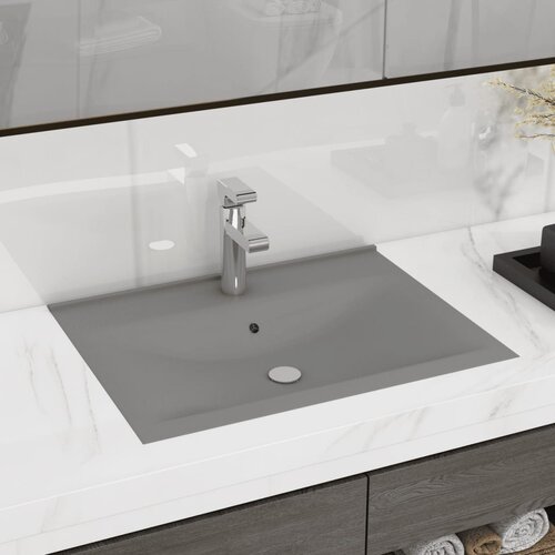 vidaXL Luksuzni umivaonik mat svjetlosivi 60 x 46 cm keramički Cijene