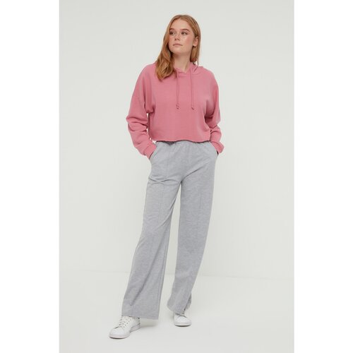 Trendyol Gray High Waist Wide Leg Rib Detailed Knitted Sweatpants Slike