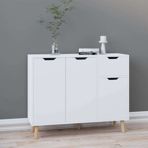  Komoda visoki sjaj bijela 90 x 30 x 72 cm od konstruiranog drva - Visoko sjajno bijela 1 Slike