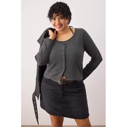 Trendyol Ženska bluza Tbbaw26Af00085, Antracit Cene