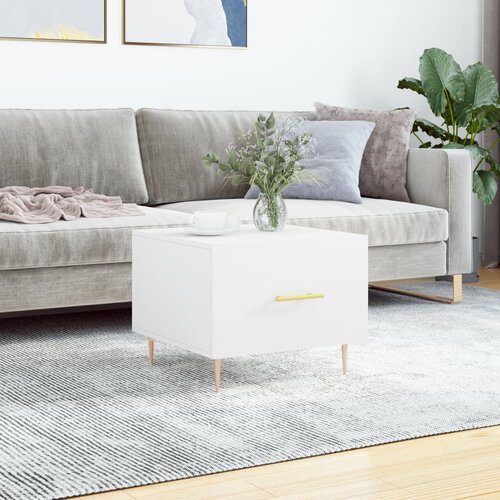 VidaXL Klubska mizica bela 50x50x40 cm inženirski les Slike
