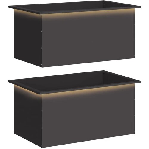  Vrtna posuda za sadnju s LED svjetlom 2 kom. Crna - Crna 50 x 80 x 48 cm 2 Slike