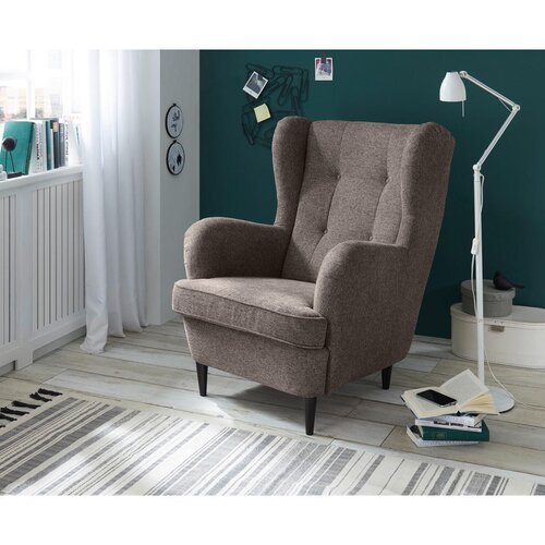 MID.YOU FOTELJ Z OPORO ZA GLAVO, rjava tekstil, leseni material Slike