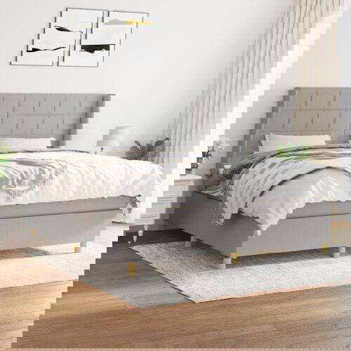 The Living Store Box spring postelja z vzmetnico svetlo siva 180x200 cm blago - Box Spring Postelja, (21503809) Slike