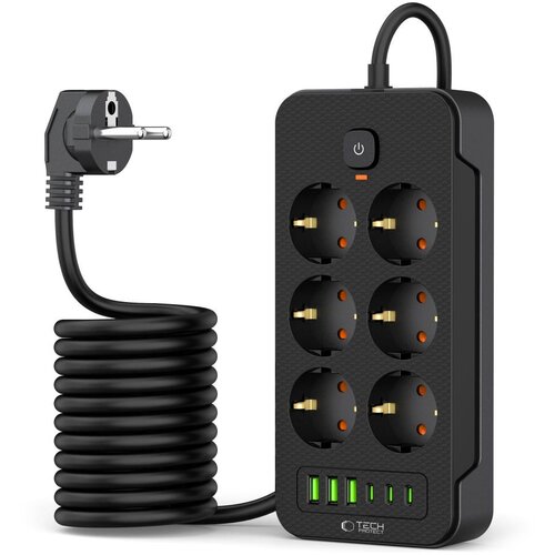 TECH-PROTECT PC6X6 POWER STRIP 3 USB & 3 TYPE-C & 6 SOCKET 200CM BLACK produžni kabal Cijene