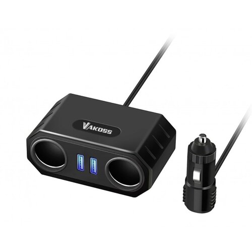 Vakoss Cigaretni avto vžigalnik razdelilec 2 iz 1 + 2x USB Slike