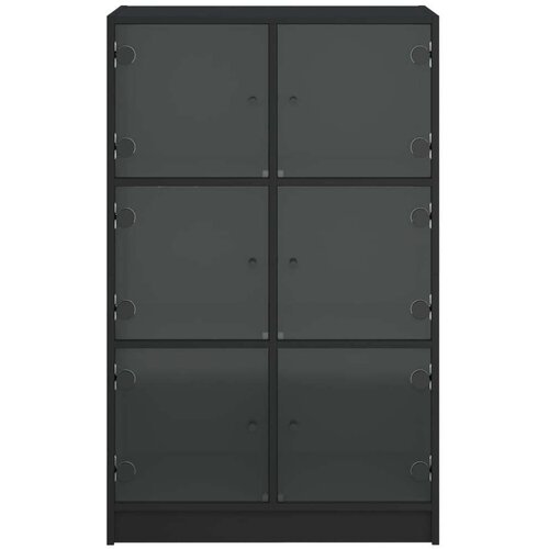  Visoka omara z vrati črna 68x37x109 cm inženirski les Slike