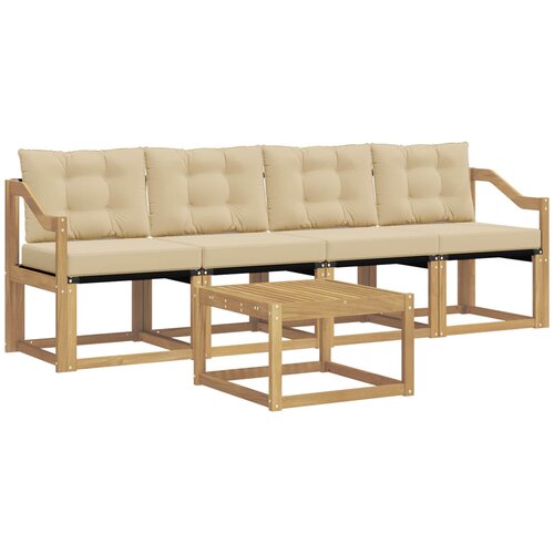 vidaXL Zunanja garnitura za sedenje z blazino 5 pcs Bela in bež, (5000280343) Cene
