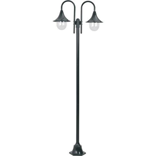 vidaXL vrtna ulična svetilka 220 cm E27 aluminij 2 svetilki zelena Cene