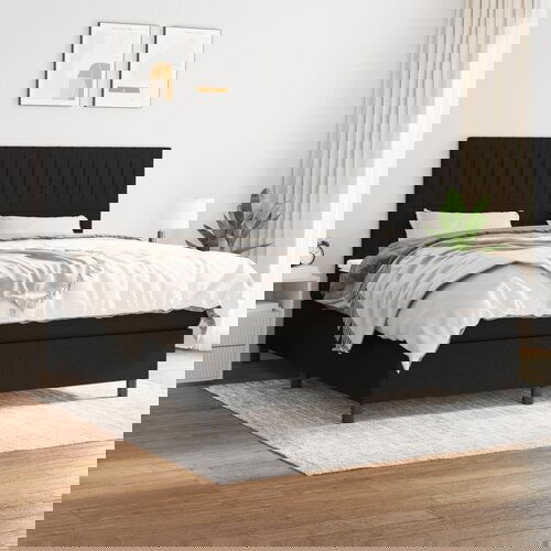 The Living Store Box spring postelja z vzmetnico črna 180x200 cm blago - Box Spring Postelja, (21514151) Cene