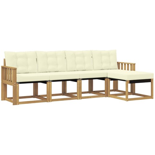 vidaXL Zunanja garnitura za sedenje z blazino 5 pcs Bela in krem, (5000279781) Cene
