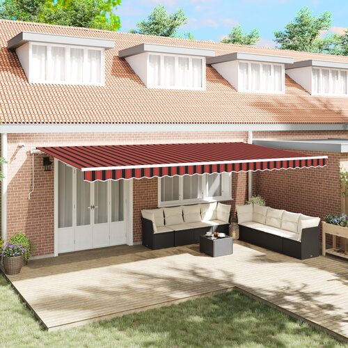 VidaXL Automatska uvlačiva tenda s LED svjetlima Narančasta i smeđa 600x350 cm Slike