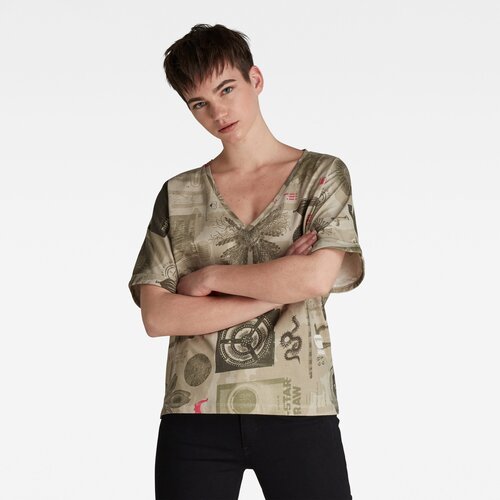 G-star T-shirt - Joosa v-neck camo ao tee beige Slike