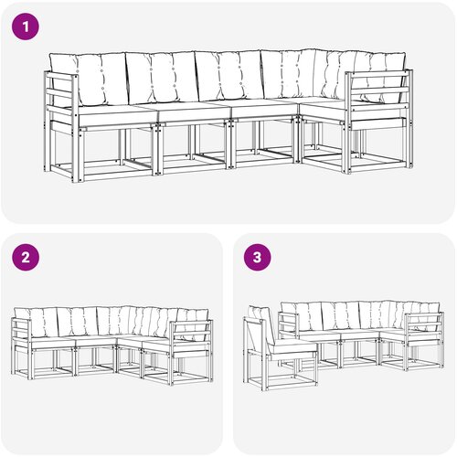  Set vanjskih sofa 5 kom. Bijela i svjetlosiva Smeđa 245 x 126,5 x 73 cm Slike