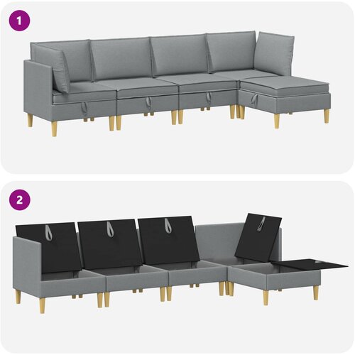  Set namje&amp;scaron;taja za dnevni boravak 5 pcs Svjetlosiva Tkanina Slike