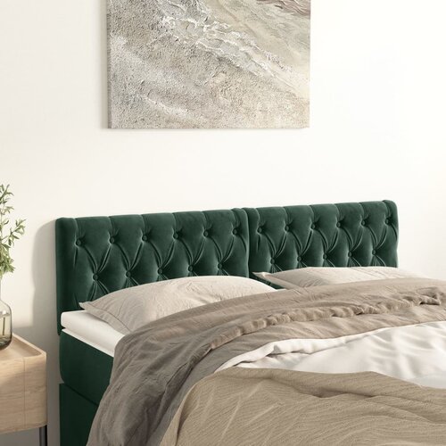 vidaXL Posteljno vzglavje 2 kosa temno zeleno 72x7x78/88 cm žamet Cene