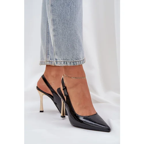 PS1 Lacquered High Heels With Open Heel And Pointed Toes Rivori