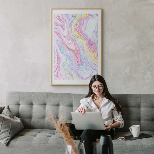  Plakat Colorful Dream - abstract shapes in pastel shades 29.7x42 Zlatni okvir s margom Cijene