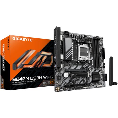 Gigabyte MB B840M DS3H WF6 AM5, 4x DDR5, 2x M.2, 4x SATA 1x HDMI, 2x DP, RAID, 6x USB, mATX Cijene