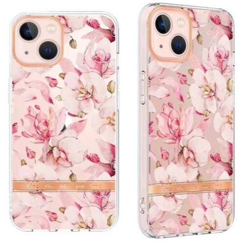 Chameleon Gumiran ovitek (TPUP) za Apple iPhone 14 Plus, flowers, roza Cene