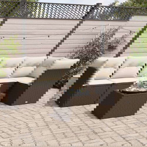 vidaXL 6-dijelni set vrtnih sofa od poliratana s jastucima smeđi Cijene