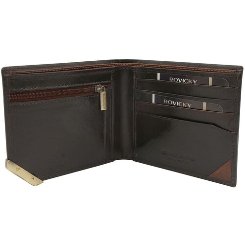 Fashion Hunters Dark brown and brown men&amp;#039;s wallet made of genuine grain leather Slike