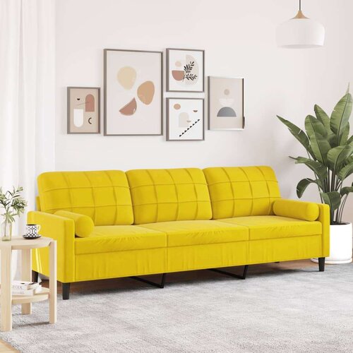 vidaXL Trosjed s ukrasnim jastucima žuti 210 cm bar&scaron;unasti Cijene