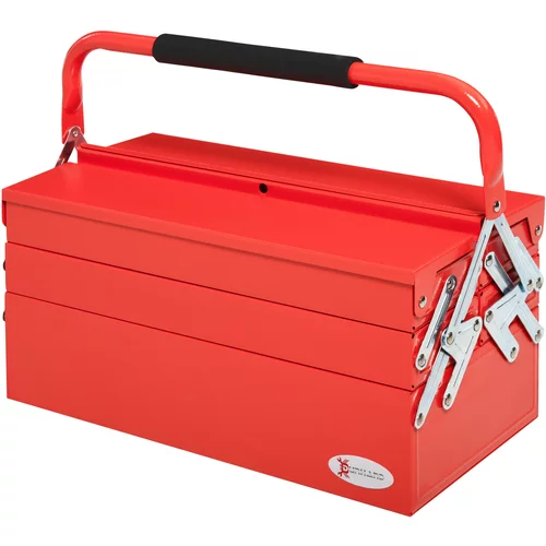 Durhand Kovinska zložljiva škatla za orodje s 5 pladnji in 3 policami, rdeča, (20710868)