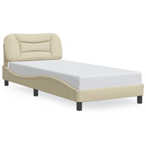 Maison Chic Posteljni okvir - Enojna postelja - Postelja za odrasle z LED brez vzmetnice Cream 80x200 cm Tkanina-J9215, (21760319) Slike
