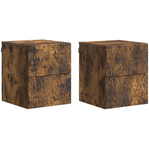 vidaXL Stenski nočni omarici 2 pcs Dimljen hrast 34,5 x 33 x 40 cm, (5000247442) Cene