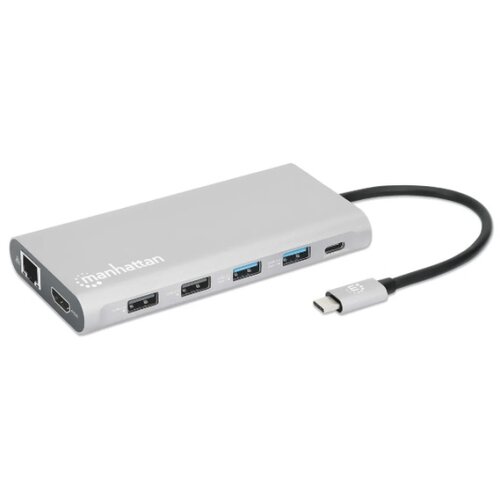 Docking station Manhattan 130660 12in1 USB-C - 3xHDMI/4xUSB/LAN/CR/PD 100W Cene