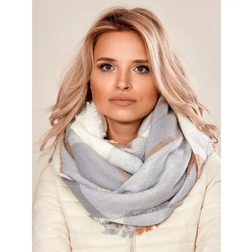 Fashion Hunters White and gray knitted scarf