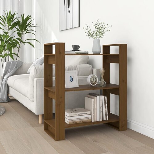 VidaXL knjižna omara/pregrada medeno rjava 80x35x91 cm trden les Slike