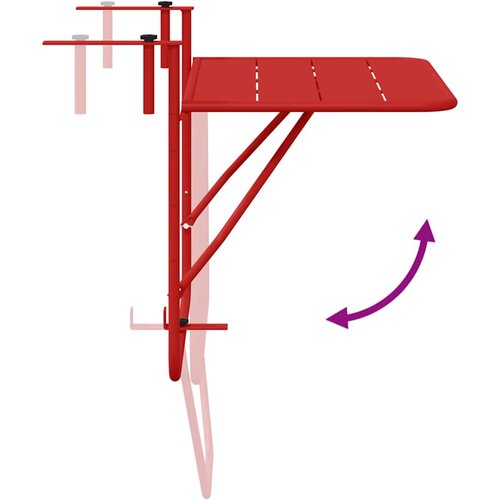  Viseci Balkon Stol Crvena 60 x 39 x 65 cm Čelik Slike