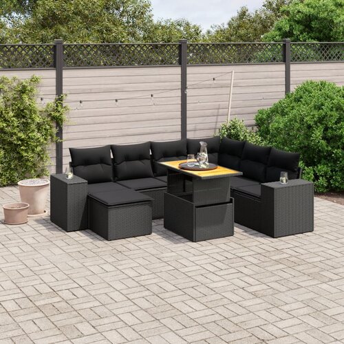 VidaXL 8-dijelni set vrtnih sofa od poliratana s jastucima crni Slike