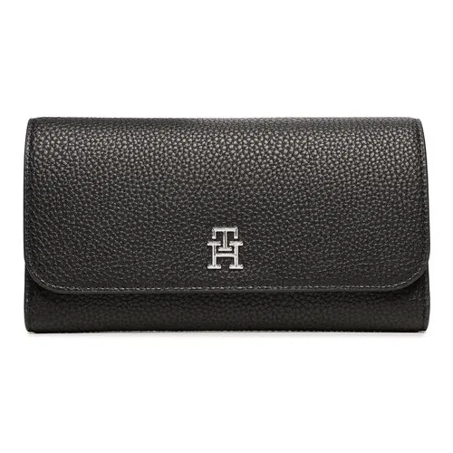 Tommy Hilfiger Velika ženska denarnica Th Emblem Large Flap Wallet AW0AW14888 Črna