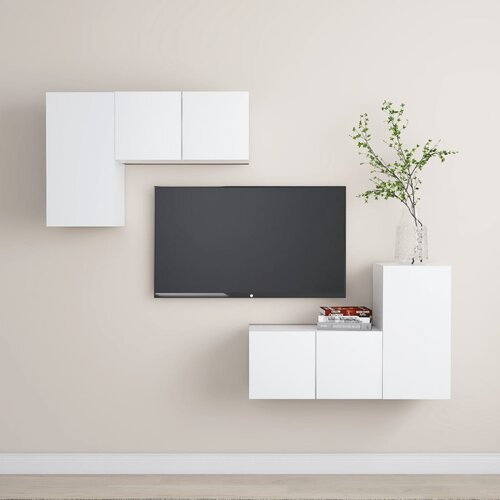 VidaXL 4-dijelni set TV ormarića bijeli od iverice Slike
