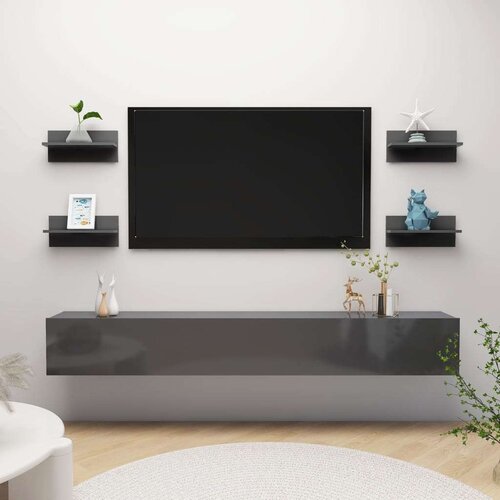  Stenske police 4 kosi visok sijaj sive 40x11,5x18 cm, (20765362) Cene