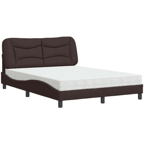  Krevet s madracem tamnosmeđi 140 x 190 cm od tkanine Slike