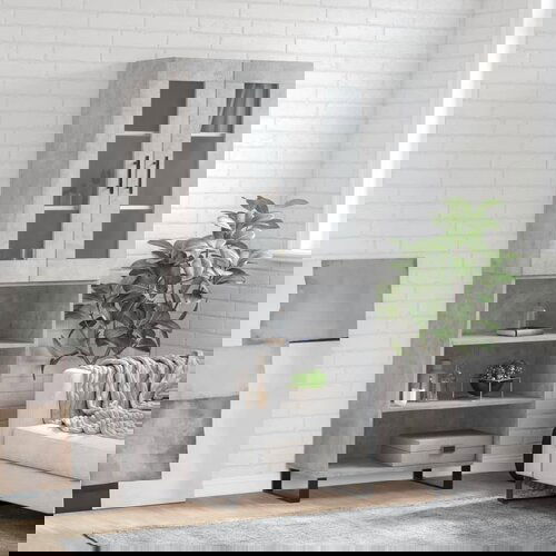 VidaXL Visoka komoda siva betona 69 5x34x180 cm od konstruiranog drva Slike
