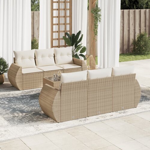 vidaXL 7-dijelni set vrtnih sofa od poliratana s jastucima bež Cijene