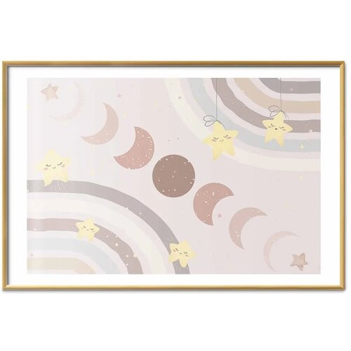  Plakat - Phases of the Moon with a Rainbow 90x60 Zlatni okvir s margom Cijene