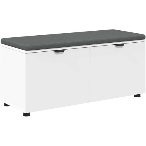  Klupa za hodnik s jastukom s policom Bijeli 100 x 38 x 46 cm Slike