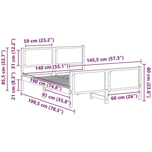  Okvir za krevet Svijetlo siva 140 x 190 cm tkanina Slike