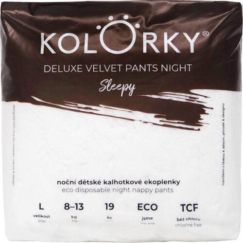 Kolorky Deluxe Velvet Pants Night Sleepy jednokratne pelene-gaćice za noć L 8-13 kg 19 kom Slike